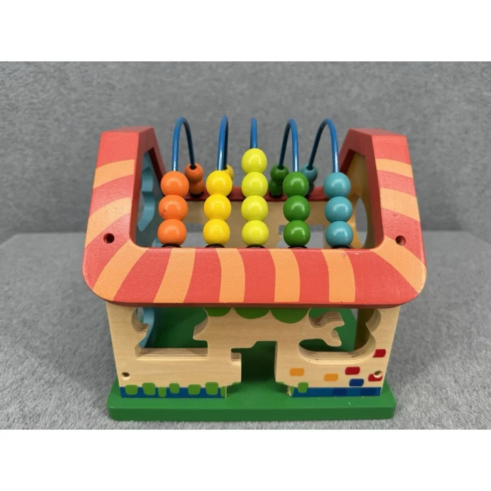 Wooden Shape Sorter House Bead Maze Activity Cube Numbers‎ ABC Blocks